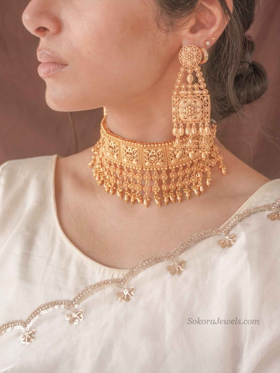 Maharani Statement Choker Bridal Set - SOKORA JEWELSMaharani Statement Choker Bridal SetNECKLACE SETS