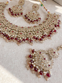 Maheema Necklace set - Maroon - SOKORA JEWELSMaheema Necklace set - Maroonnecklace sets