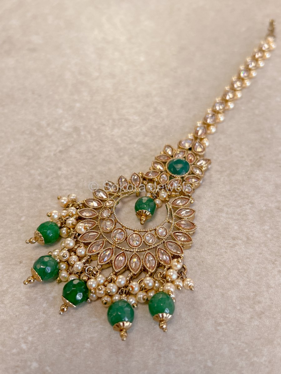 Maheen Large Green Tikka - SOKORA JEWELSMaheen Large Green Tikka