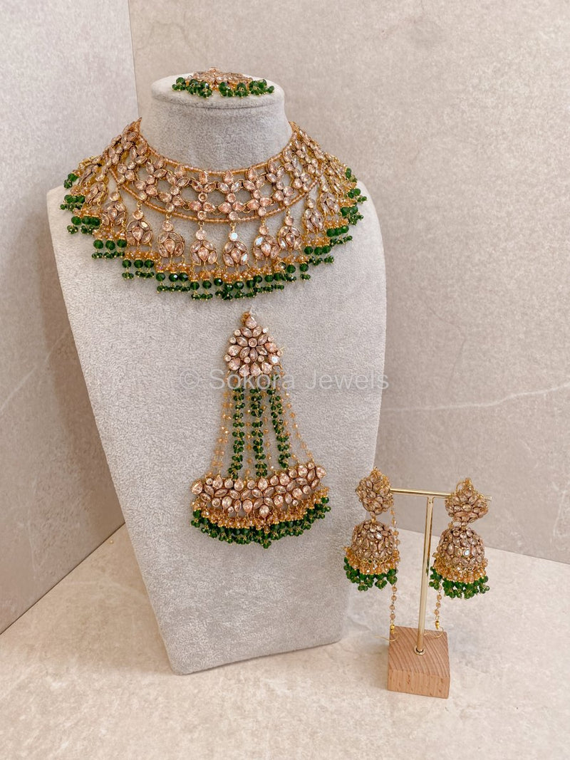 Mahira Bridal set - Green - SOKORA JEWELSMahira Bridal set - Greencustom