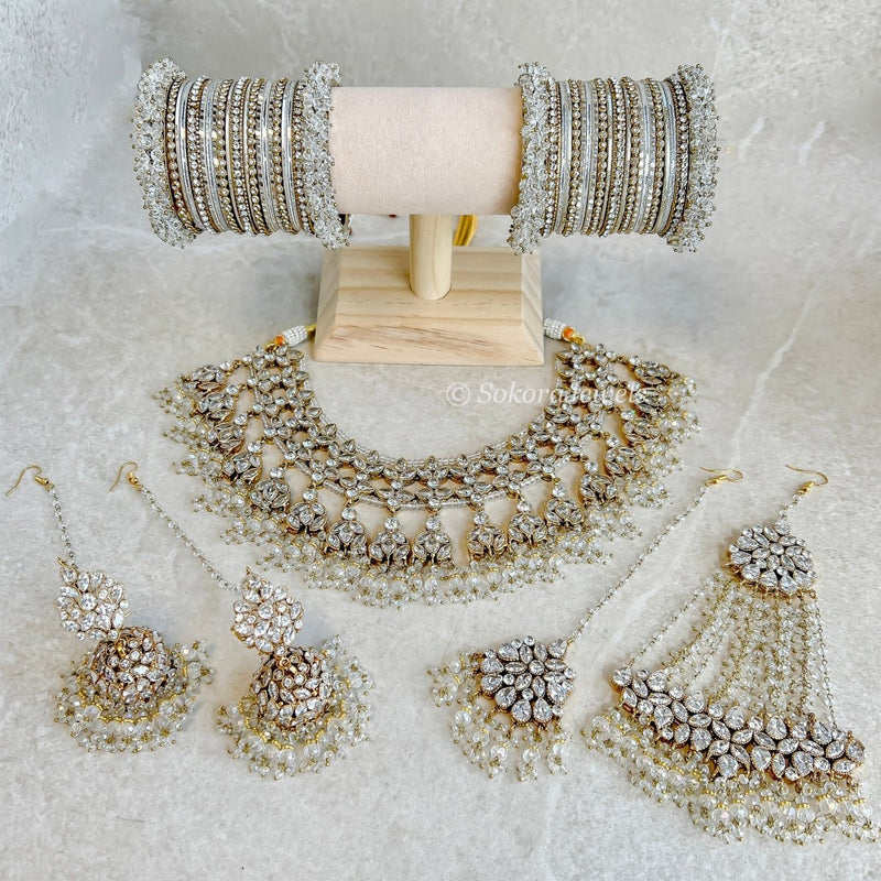 Mahira Complete Bridal set - Clear - SOKORA JEWELSMahira Complete Bridal set - Clear