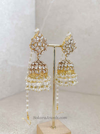 Mahira Gold Plated & Zircon Jhumkas - SOKORA JEWELSMahira Gold Plated & Zircon Jhumkas