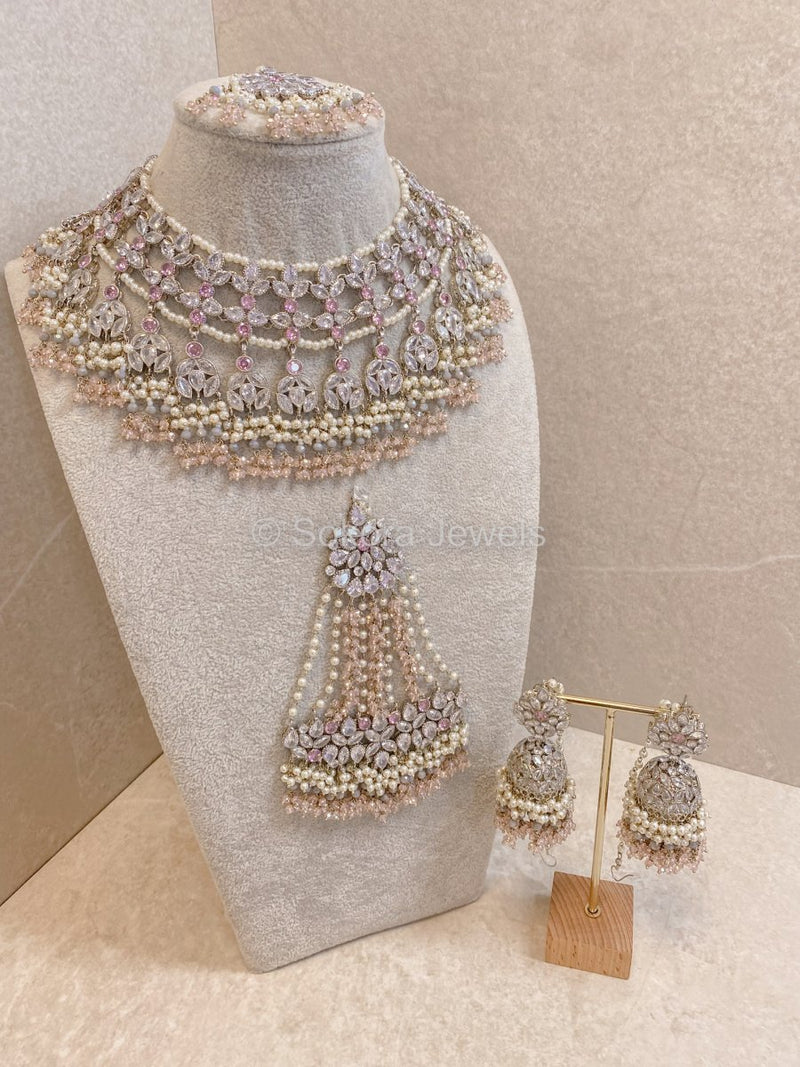 Mahira Silver Bridal set - Pastels - SOKORA JEWELSMahira Silver Bridal set - Pastelscustom