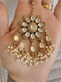 Malar Large Kundan Bridal Choker Set - Gold - SOKORA JEWELSMalar Large Kundan Bridal Choker Set - Gold