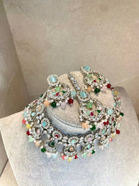 Malika Silver Multicolour Necklace set - SOKORA JEWELSMalika Silver Multicolour Necklace set