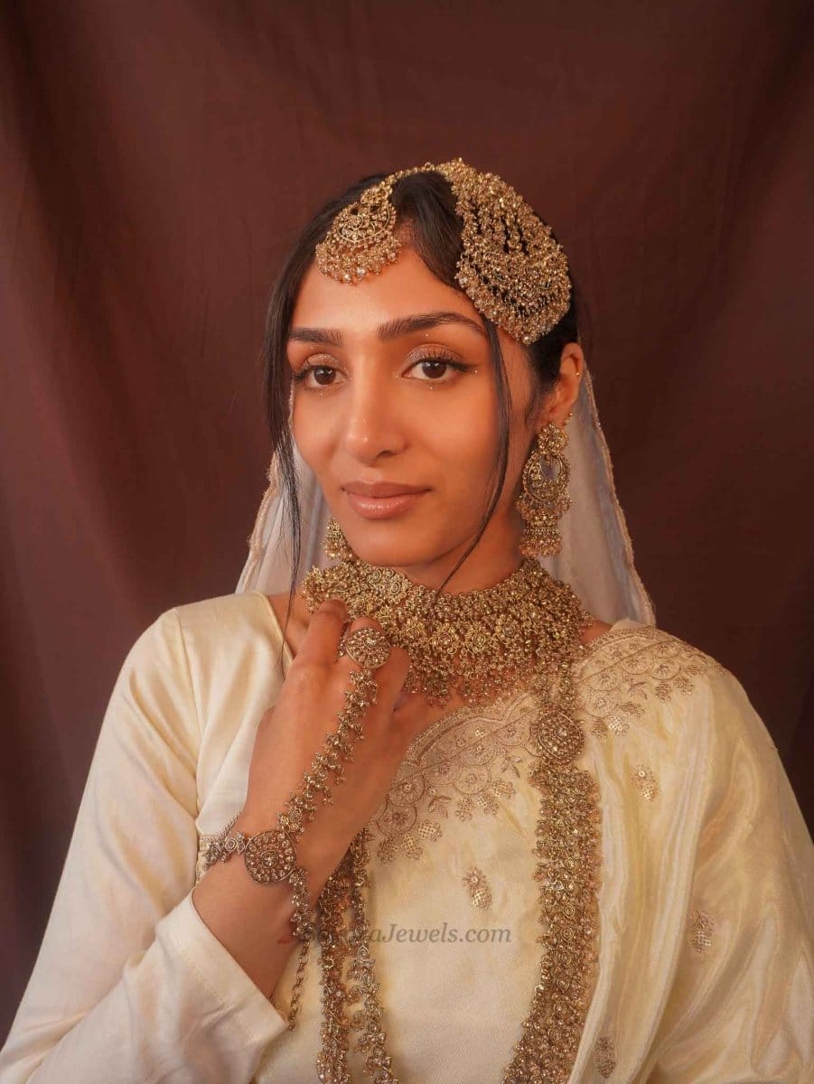 Malina Bridal Set - Full 8 Piece Antique Gold Crystal Bridal Jewelry - SOKORA JEWELSMalina Bridal Set - Full 8 Piece Antique Gold Crystal Bridal Jewelry