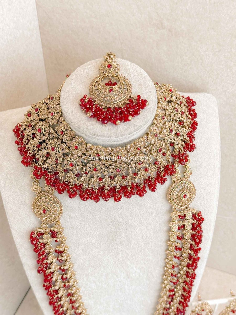 Malina Bridal Set - Full 8 Piece Antique Gold Crystal Bridal Jewelry - SOKORA JEWELSMalina Bridal Set - Full 8 Piece Antique Gold Crystal Bridal Jewelry