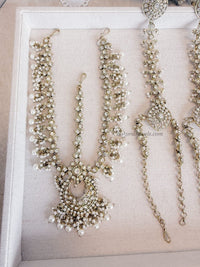 Malina Bridal Set - Full 8 Piece Pearl & Clear Crystal Bridal Jewelry set - SOKORA JEWELSMalina Bridal Set - Full 8 Piece Pearl & Clear Crystal Bridal Jewelry set