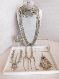 Malina Bridal Set - Full 8 Piece Pearl & Clear Crystal Bridal Jewelry set - SOKORA JEWELSMalina Bridal Set - Full 8 Piece Pearl & Clear Crystal Bridal Jewelry set