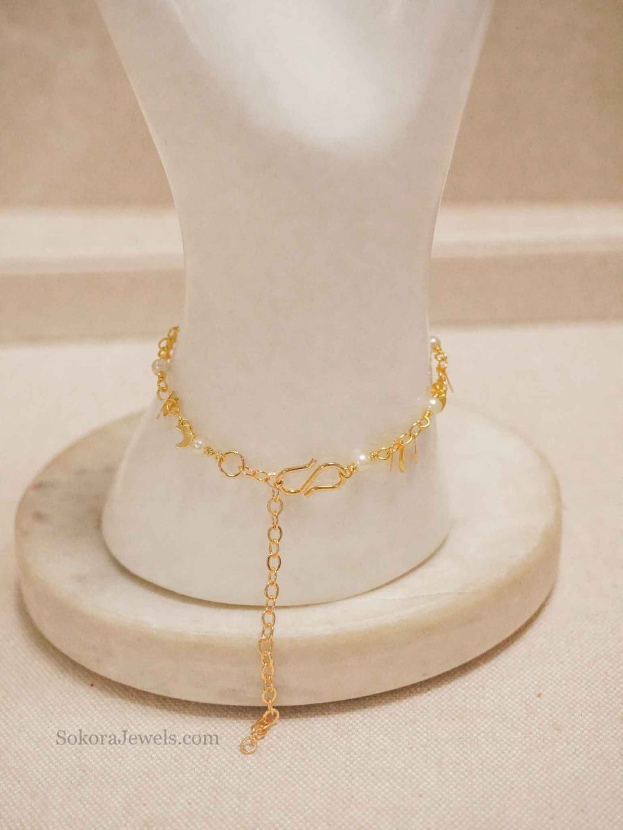 Manal Moon Charm Hand Harness - SOKORA JEWELSManal Moon Charm Hand Harness