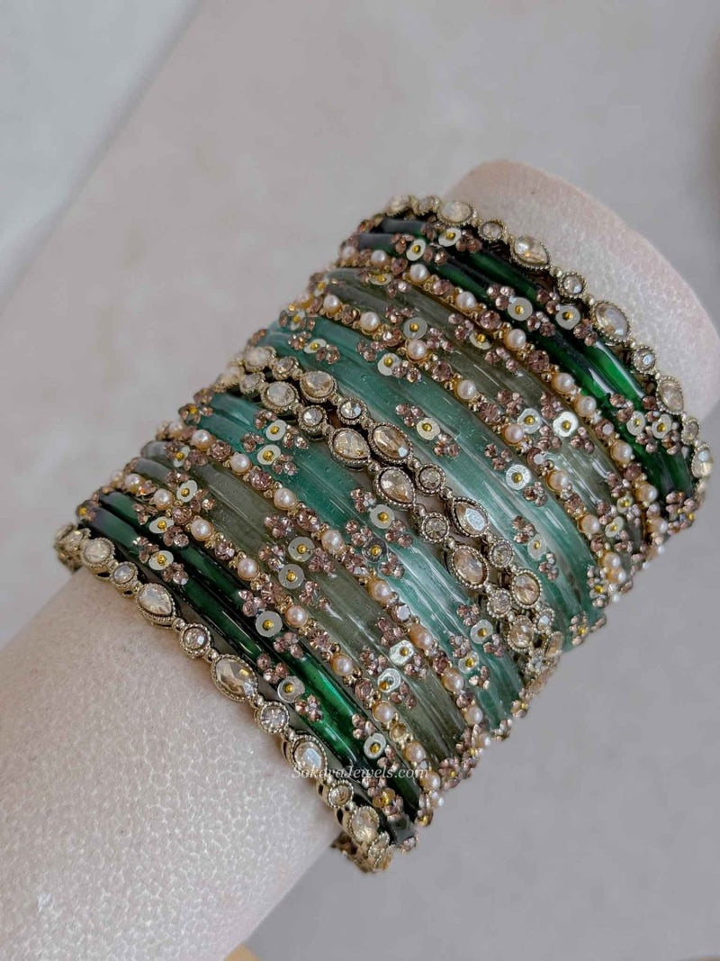 Marine Multicolour Glass Bangle set in size - SOKORA JEWELSMarine Multicolour Glass Bangle set in sizeBANGLES