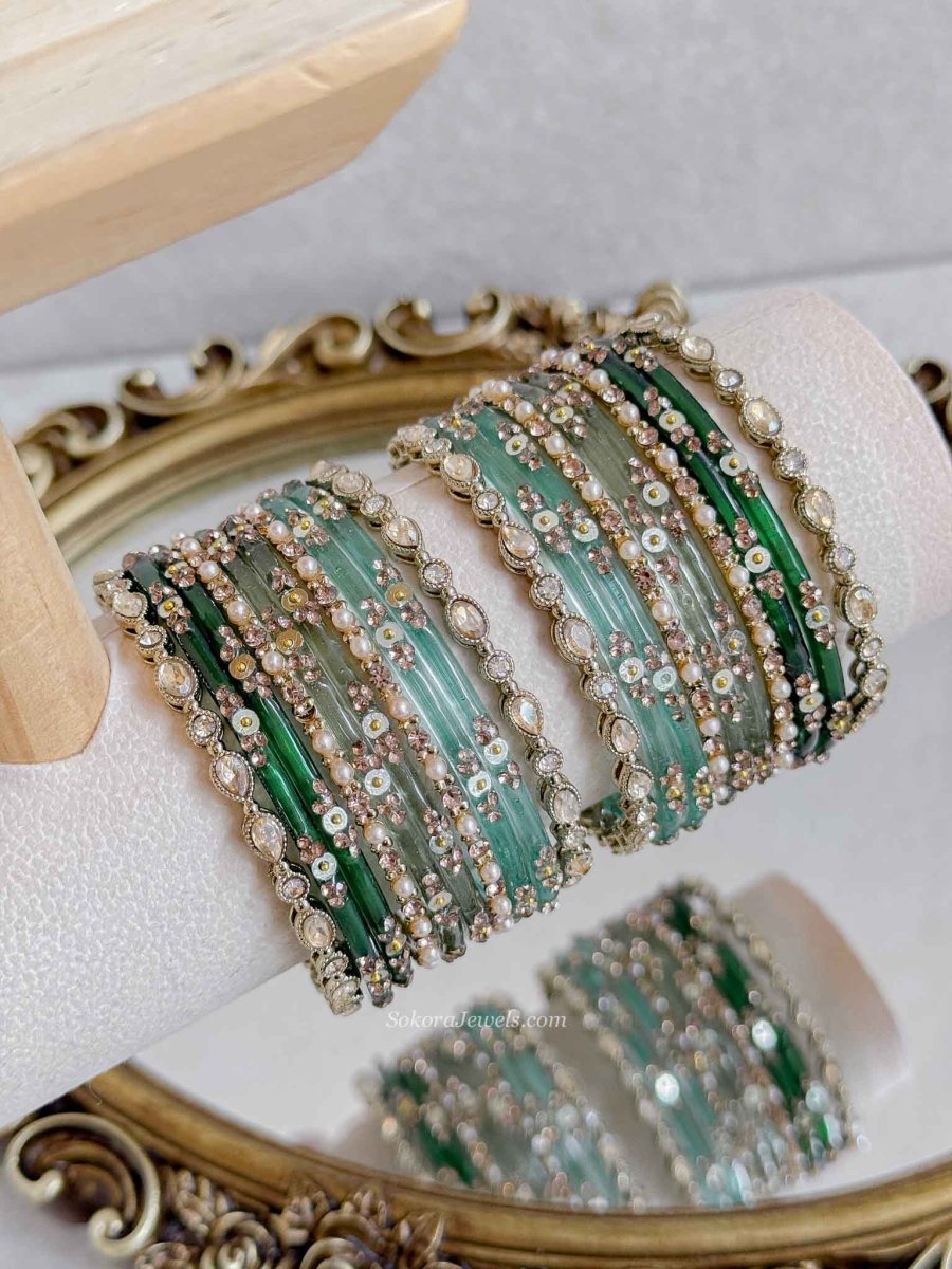 Marine Multicolour Glass Bangle set in size - SOKORA JEWELSMarine Multicolour Glass Bangle set in sizeBANGLES