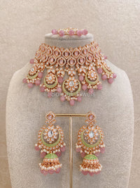 Marni Faux Kundan Choker Set - Pink - SOKORA JEWELSMarni Faux Kundan Choker Set - Pink