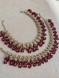 Maroon Bead Anklets - SOKORA JEWELSMaroon Bead Anklets
