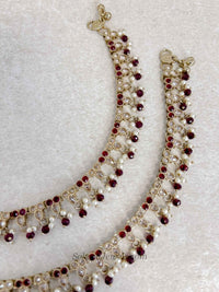Maroon Bead Anklets - SOKORA JEWELSMaroon Bead Anklets