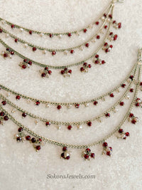 Maroon Bead Bridal Earring chains (Sahara) - SOKORA JEWELSMaroon Bead Bridal Earring chains (Sahara)EARRINGS