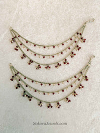 Maroon Bead Bridal Earring chains (Sahara) - SOKORA JEWELSMaroon Bead Bridal Earring chains (Sahara)EARRINGS