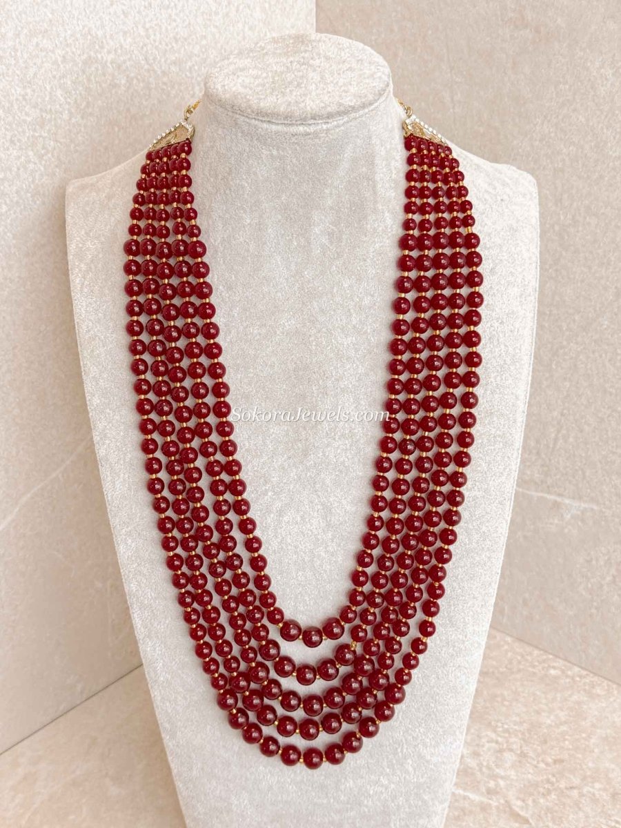 Maroon Bead Mens Mala - SOKORA JEWELSMaroon Bead Mens Mala