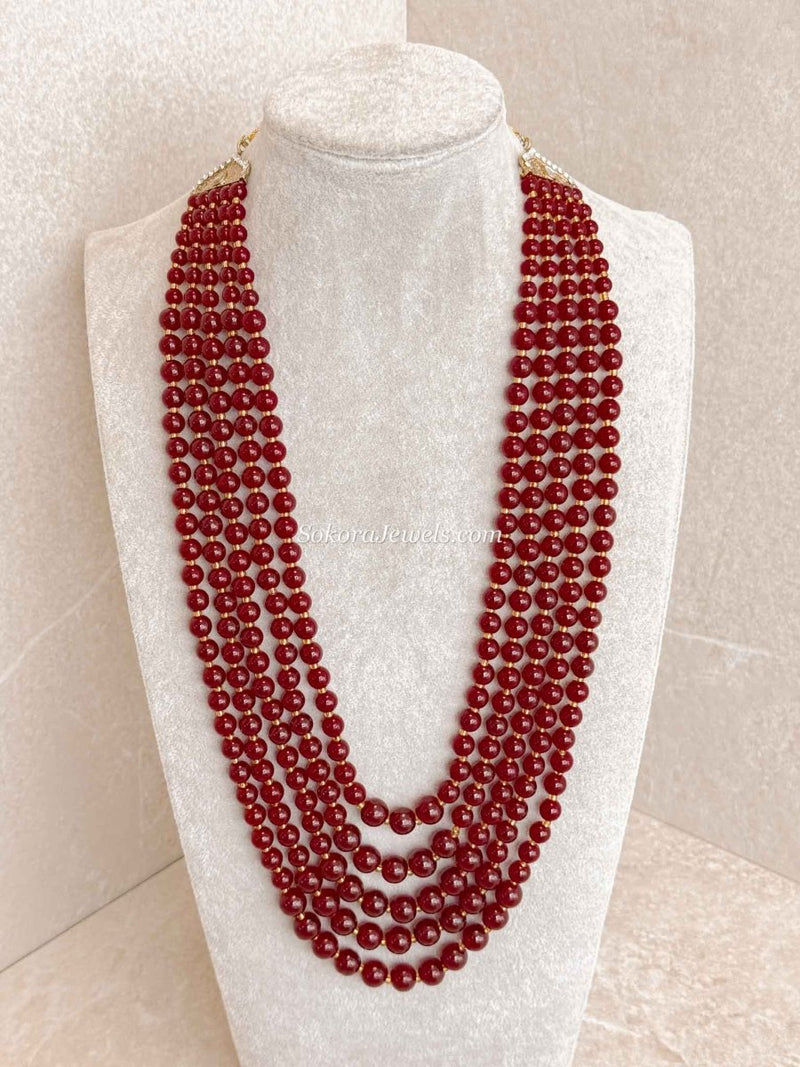 Maroon Bead Mens Mala - SOKORA JEWELSMaroon Bead Mens Mala