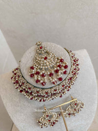 Maroon Choker Set - SOKORA JEWELSMaroon Choker Set