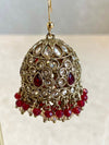 Maroon Jhumka Earrings - SOKORA JEWELSMaroon Jhumka Earrings