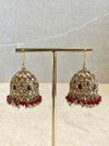 Maroon Jhumka Earrings - SOKORA JEWELSMaroon Jhumka Earrings