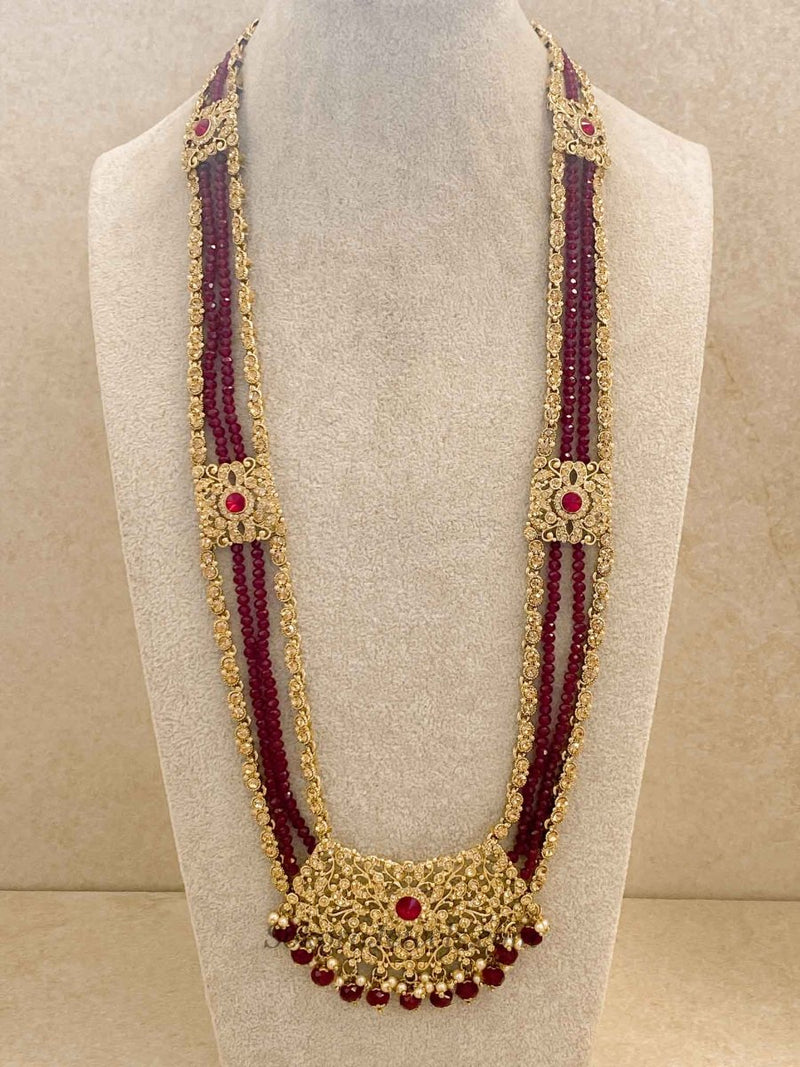 Maroon Long Bridal Haar - SOKORA JEWELSMaroon Long Bridal Haar