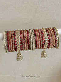 Maroon & Orange Bridal Bangle set - SOKORA JEWELSMaroon & Orange Bridal Bangle setBANGLES