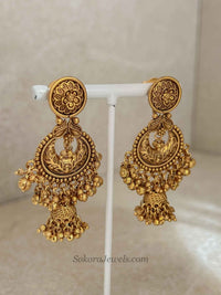 Matt Gold South Indian Bridal Necklace Set - SOKORA JEWELSMatt Gold South Indian Bridal Necklace Set