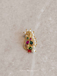 Mayuri Peacock Clip-On Nose Pin | South Indian Temple Jewellery - SOKORA JEWELSMayuri Peacock Clip-On Nose Pin | South Indian Temple Jewellery