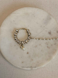Medium Antique Gold & Kundan Nose Ring - SOKORA JEWELSMedium Antique Gold & Kundan Nose Ring
