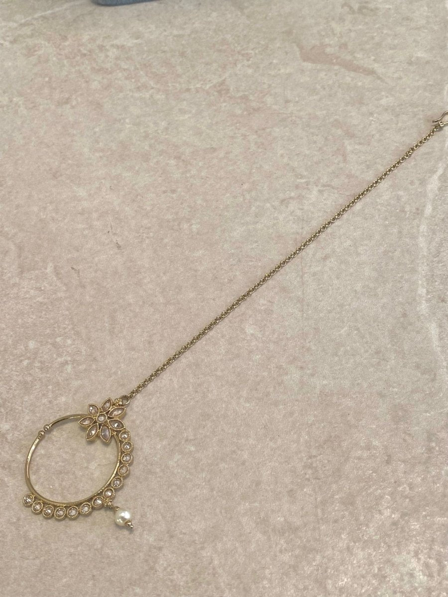 Medium Antique Gold Nose Ring - Slide Type - Pink - SOKORA JEWELSMedium Antique Gold Nose Ring - Slide Type - Pink