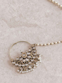 Medium Bridal Kundan Pearl Nath (Non - Pierced) - SOKORA JEWELSMedium Bridal Kundan Pearl Nath (Non - Pierced)