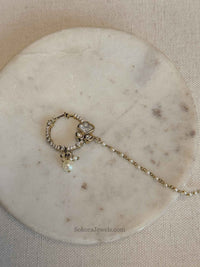 Medium Diamante & Kundan Nose Ring - Slide type - SOKORA JEWELSMedium Diamante & Kundan Nose Ring - Slide type