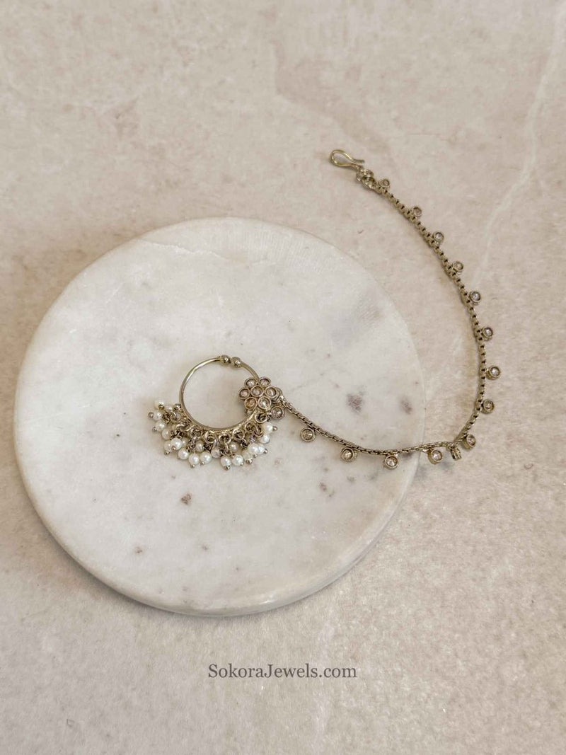 Medium Floral Zircon Bridal Nose Ring - SOKORA JEWELSMedium Floral Zircon Bridal Nose Ring