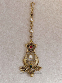 Medium Gold Plated Kundan Bridal Tikka - SOKORA JEWELSMedium Gold Plated Kundan Bridal Tikka