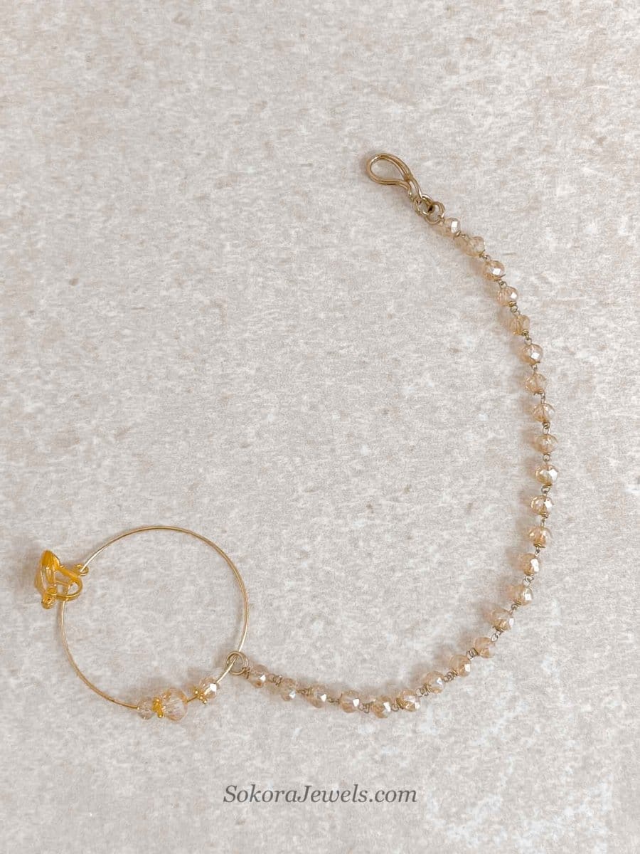 Medium Golden Bead Nose ring for Clip on and Pierced - SOKORA JEWELSMedium Golden Bead Nose ring for Clip on and Piercednose rings