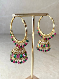 Medium Golden Jhumka Hoops - 3 Colours - SOKORA JEWELSMedium Golden Jhumka Hoops - 3 Colours