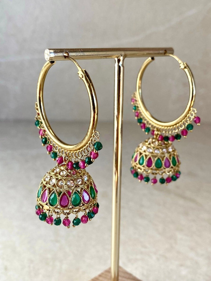 Medium Golden Jhumka Hoops - 3 Colours - SOKORA JEWELSMedium Golden Jhumka Hoops - 3 Colours