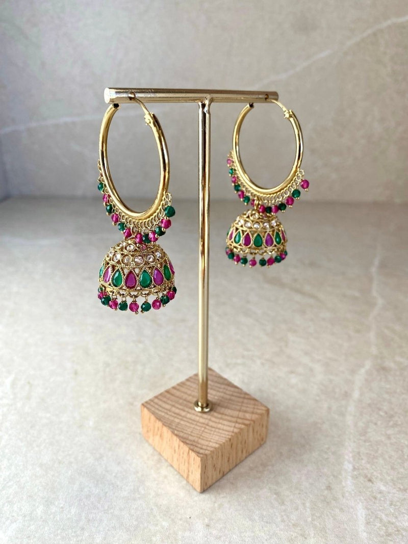 Medium Golden Jhumka Hoops - 3 Colours - SOKORA JEWELSMedium Golden Jhumka Hoops - 3 Colours