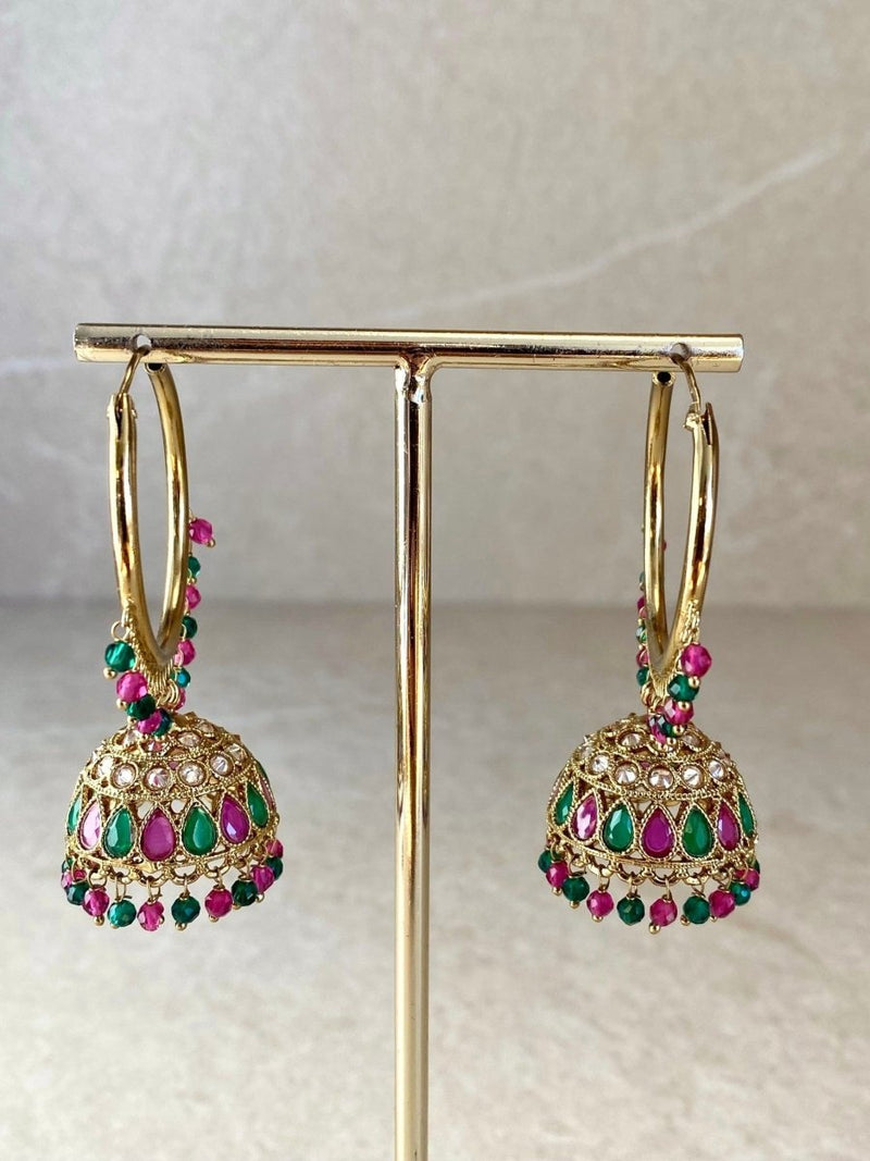 Medium Golden Jhumka Hoops - 3 Colours - SOKORA JEWELSMedium Golden Jhumka Hoops - 3 Colours