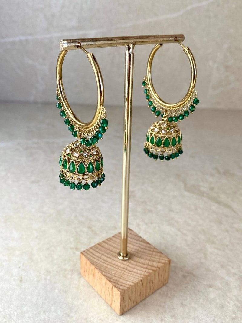 Medium Golden Jhumka Hoops - 3 Colours - SOKORA JEWELSMedium Golden Jhumka Hoops - 3 Colours