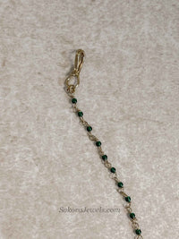 Medium Green Beaded Bridal Nose Ring (Nath) with Chain - SOKORA JEWELSMedium Green Beaded Bridal Nose Ring (Nath) with Chainnose rings