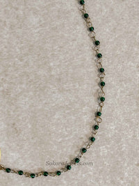 Medium Green Beaded Bridal Nose Ring (Nath) with Chain - SOKORA JEWELSMedium Green Beaded Bridal Nose Ring (Nath) with Chainnose rings