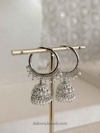 Medium Silver Jhumka Hoops - SOKORA JEWELSMedium Silver Jhumka Hoops