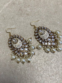 Meenakari Drop Earrings - White - SOKORA JEWELSMeenakari Drop Earrings - White