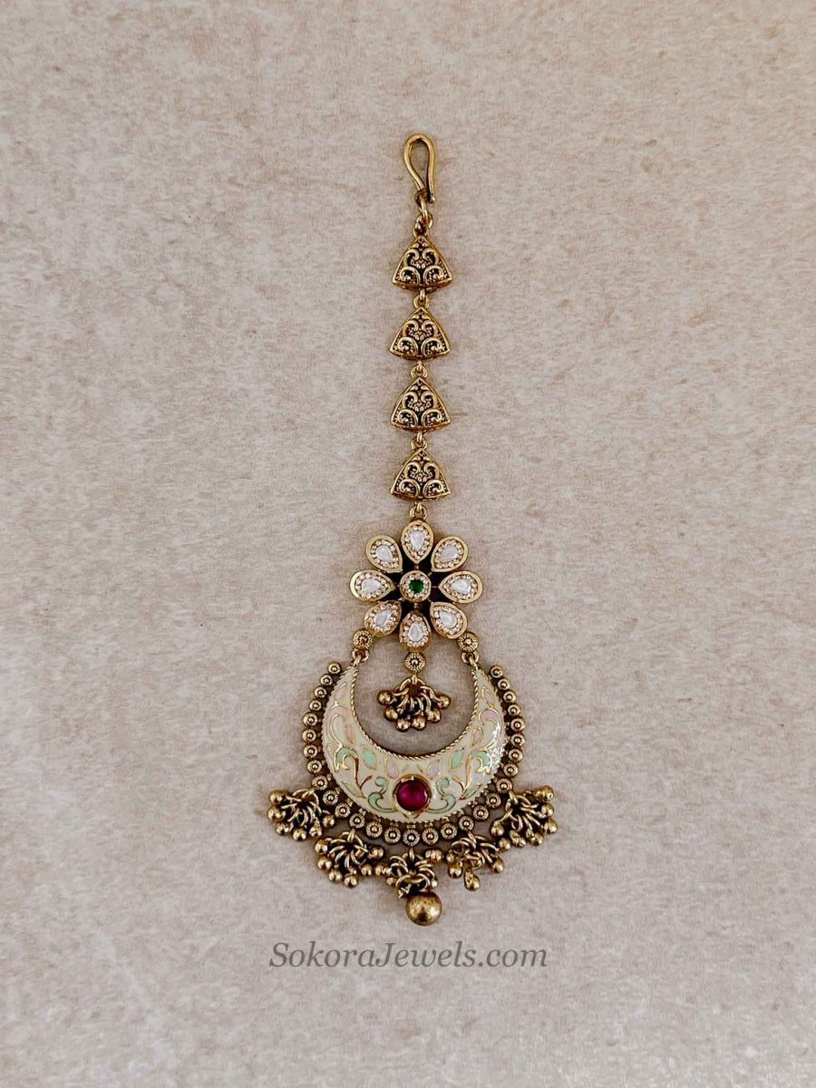 Meenakari & Kundan Floral Tikka - Pastel - SOKORA JEWELSMeenakari & Kundan Floral Tikka - Pastel