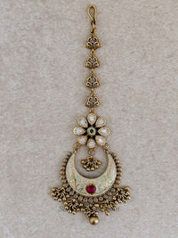 Meenakari & Kundan Floral Tikka - Pastel - SOKORA JEWELSMeenakari & Kundan Floral Tikka - Pastel