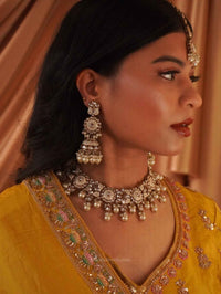 Meenakari Kundan Set - White - SOKORA JEWELSMeenakari Kundan Set - White