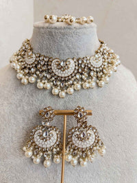 Meenakari Kundan Set - White - SOKORA JEWELSMeenakari Kundan Set - White